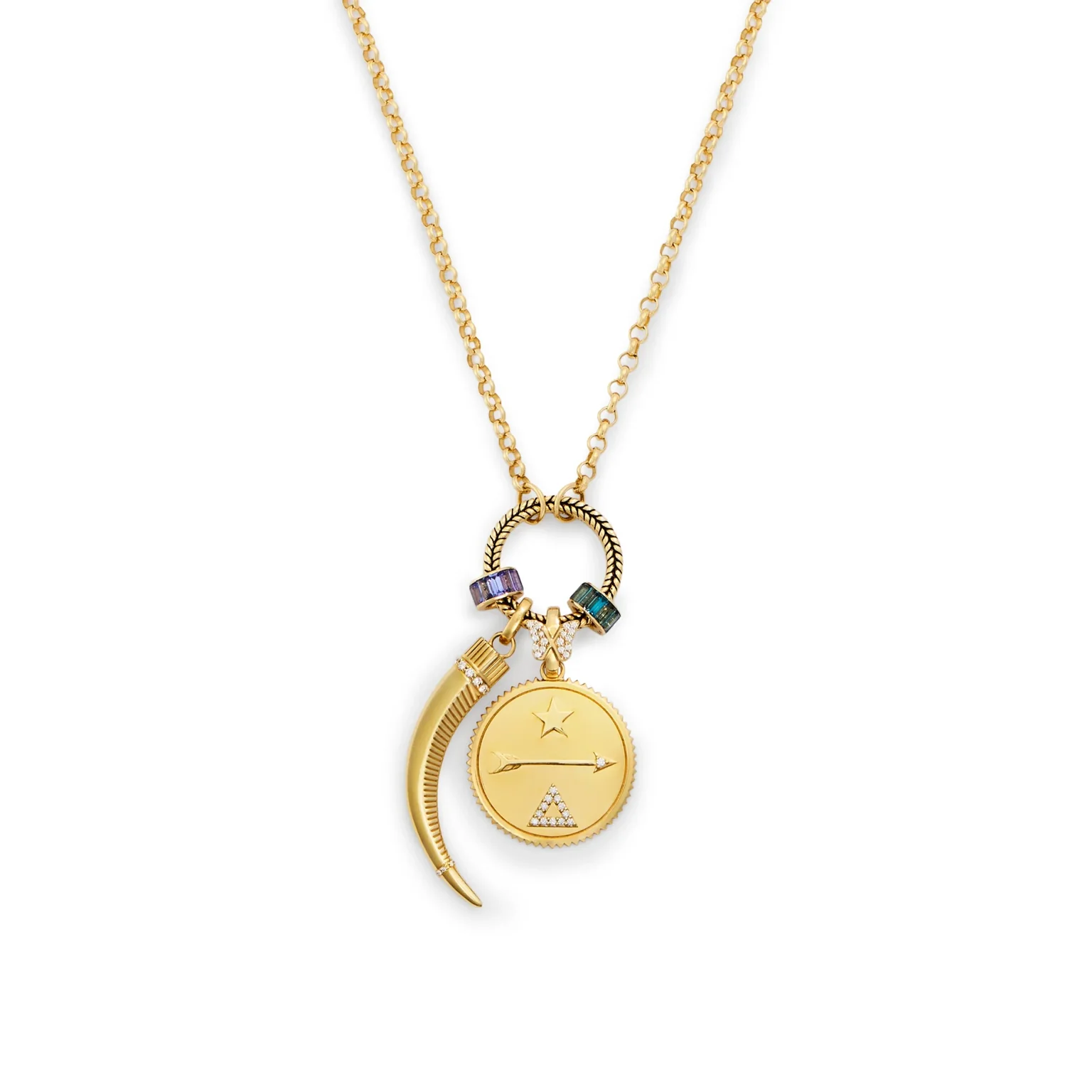 La Loba Claw and Baguette Heart Beats Medium Belcher Open Chain
