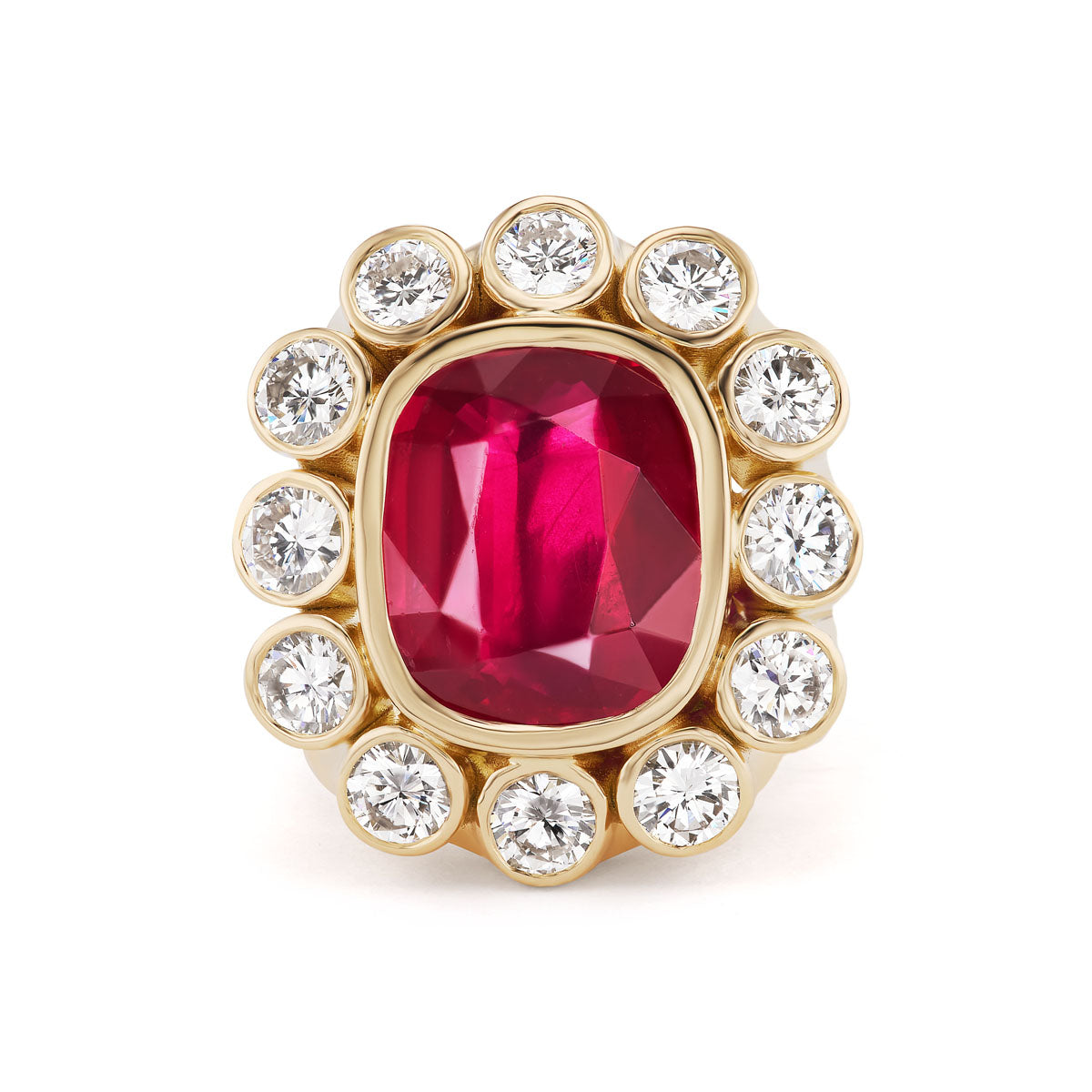 Brent Neale ruby-and-diamond ring in yellow gold