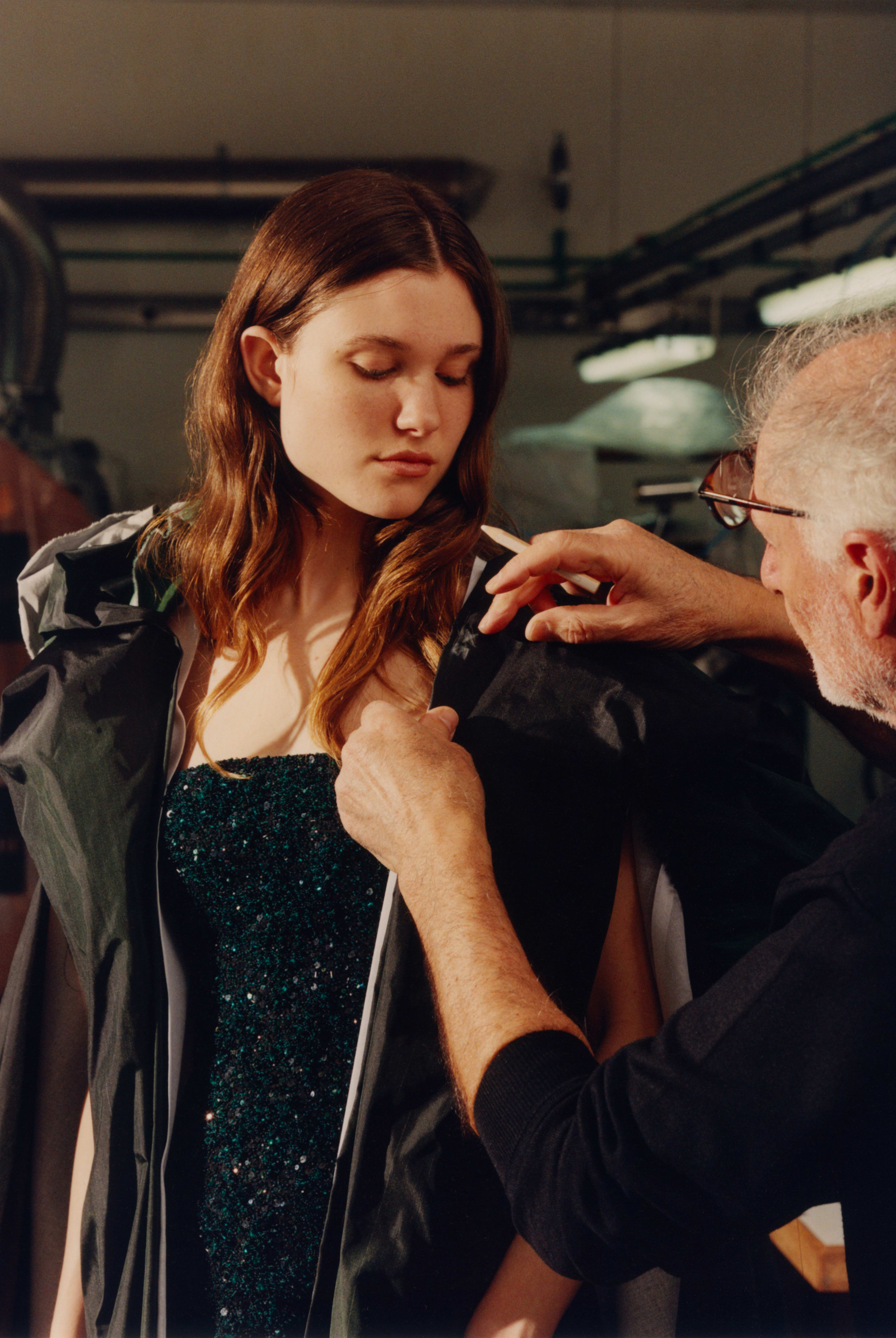A couture fitting in the making