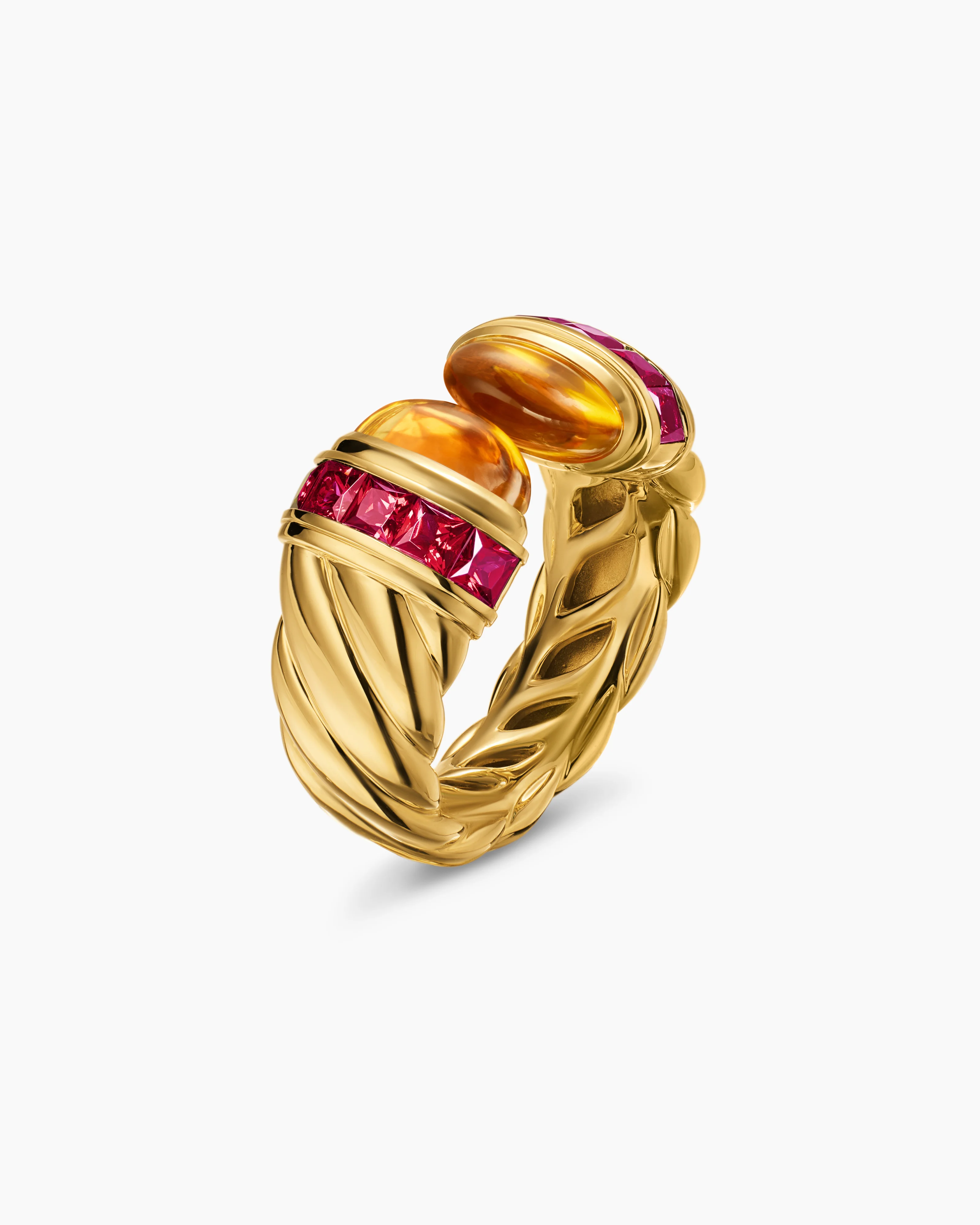 Sculpted Cable Open Cocktail Ring in 18K Yellow Gold, 12.4mm