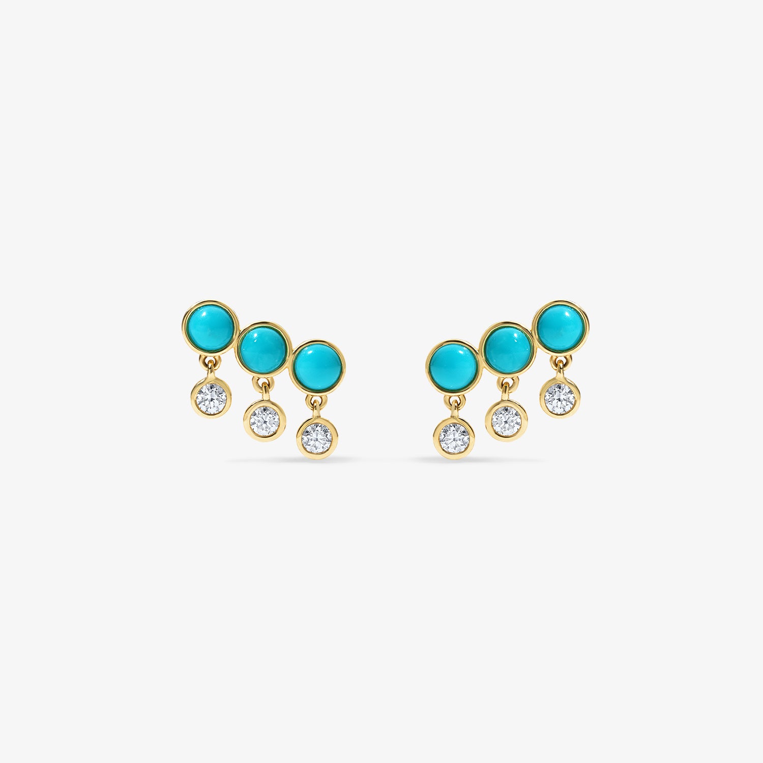 Dakota Turquoise Shaker Earrings in 14K yellow gold